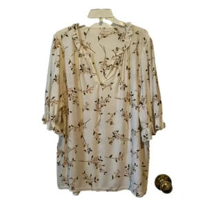 Melloday Floral Size 2X 3/4 Sleeve Blouse